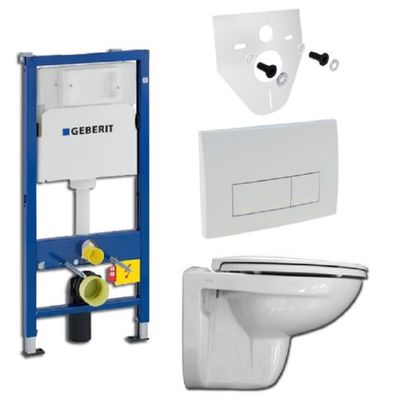 Komplettset Geberit Element UP100 mit Vitra Wandtiefspül-WC u. Betätigungsplatte