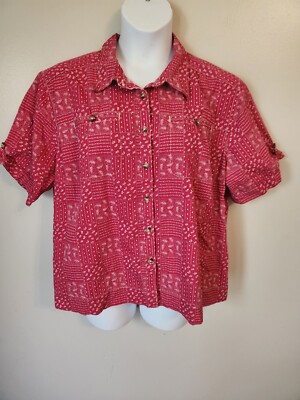 C.E. Schmidt Workwear Patchwork Look Print Short Sleeve Camp Shirt 3X Plus