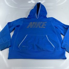 Nike Youth Large Blue Hoodie Therma Fit Pockets Logo Youth Large