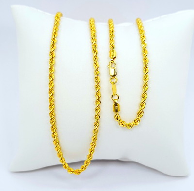 #ad #ad 22K Yellow Gold Rope Chain Necklace Hollow 18.5 in 2.7mm Genuine Hallmarked 916 $1538.75