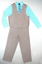 Nautica Boys Set Necktie Vest Shirt Pants 4 Piece Linen Loo Blue 6 Regular NWT