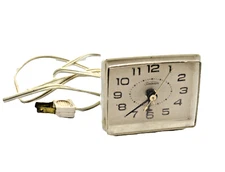 Vintage Sunbeam Electric Alarm Clock # 80-11 Petite (Tested & Works!) 3" Square