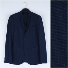 Mens Navy Blue Slim Fit Blazer 36R UK Size H&M Sport Coat Jacket Check