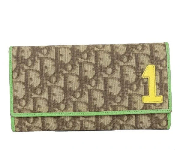 Portefeuille long bi pli Christian Dior trotteur vert rouge sans accessoires du Japon