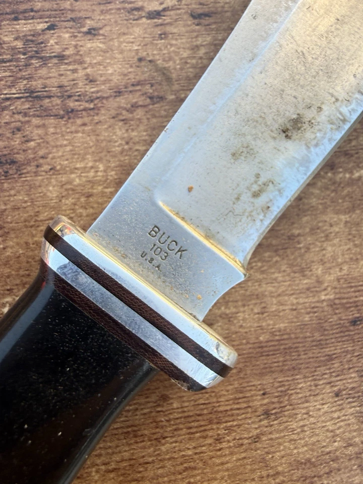 Cuchillo de hoja fija Buck 103 EE. UU. de colección y funda Buck 103 Foto 3 de 4