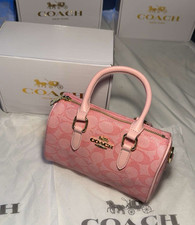 Coach Mini Rowan Canvas/Leder Rosa Logo Reiß...