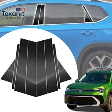 8Pcs Glossy Black Exterior Door Window Pillar Posts Molding Cover Panel Trim Sti