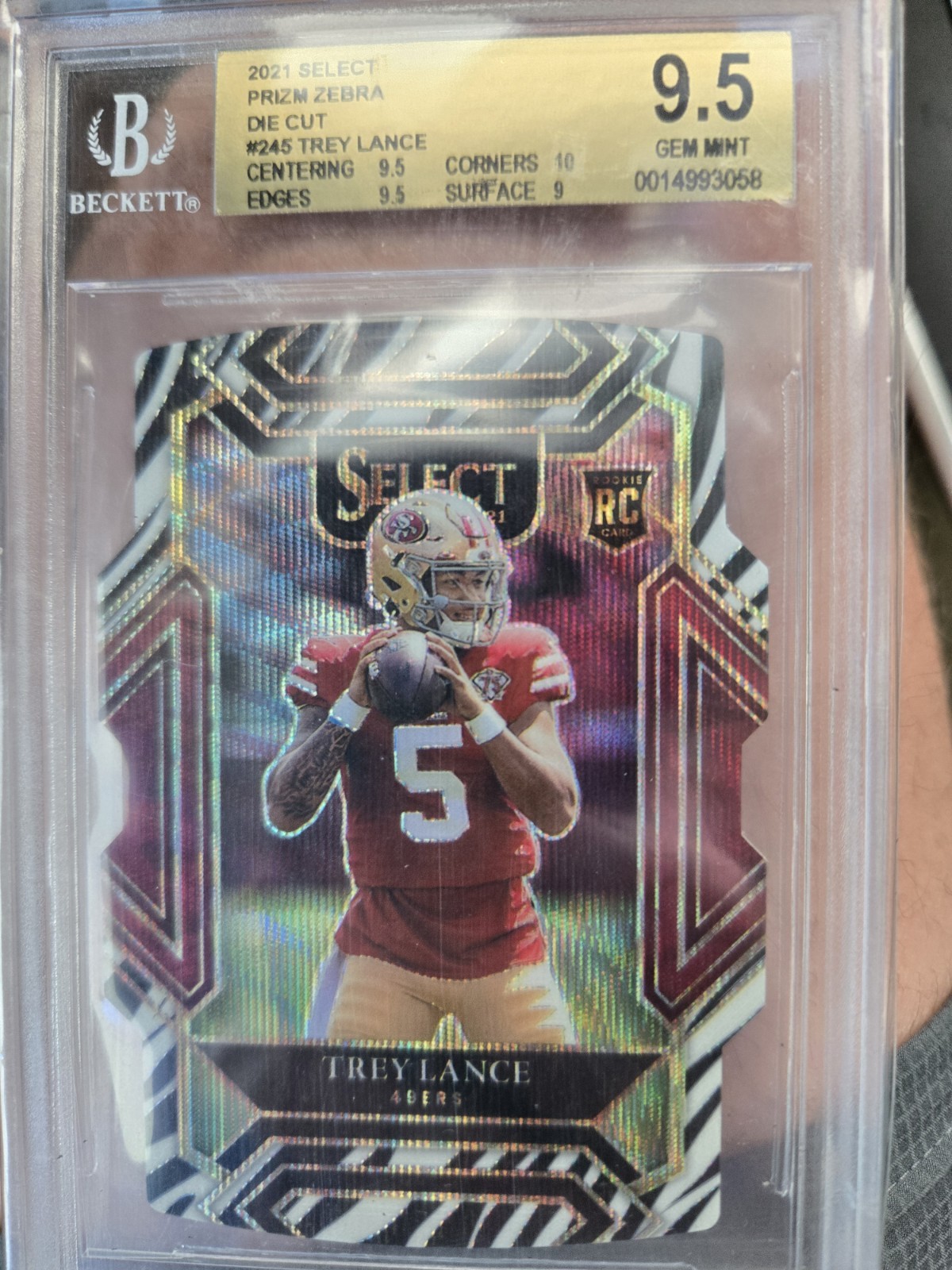 2021 Select Trey Lance Prizm Zebra Die Cut Bgs 9.5 RC Club Level