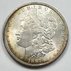 1887-P $1 Morgan Dollar 90% Silver Philadelphia US Coin - TONING & LUSTER