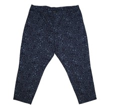 Susan Graver Weekend Pants Womens 3X Blue Floral Ankle Tapered Jersey Stretch