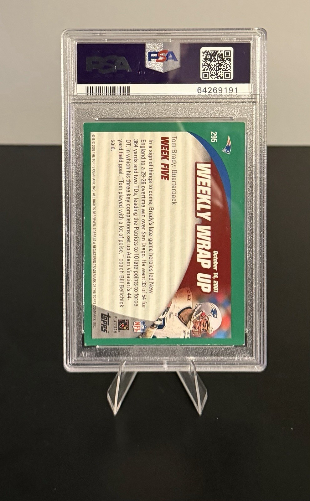 2 Card Vintage Tom Brady Lot - 2002 Fleer Tradition PSA 6 / 2004 Topps PSA 4 view 4
