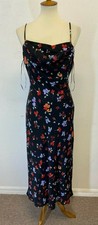 ASTR the label Tenaya Sleeveless Midi Slip Dress Black Multi Floral Size Large -