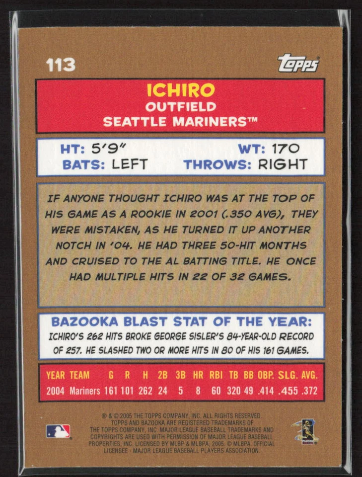 2005 Bazooka #113 Ichiro Suzuki Gold Chunks - Image 2 of 2