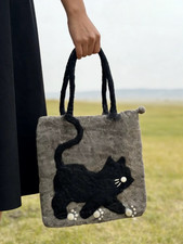 Handmade Finished Wool Felting Kitty Cat Handbag Felting Bags