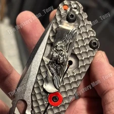 1Pc Custom Made Silver Skull Pilot Pocket Clip For Strider SNG SMF Knife