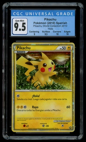 CGC 9.5/10 GEM MINT Pokemon Spanish Pikachu World Collection Holo Promo