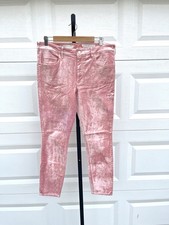 Anthro Pilcro And The Letterpress Pink Crushed Velvet High Rise Skinny Jeans 31