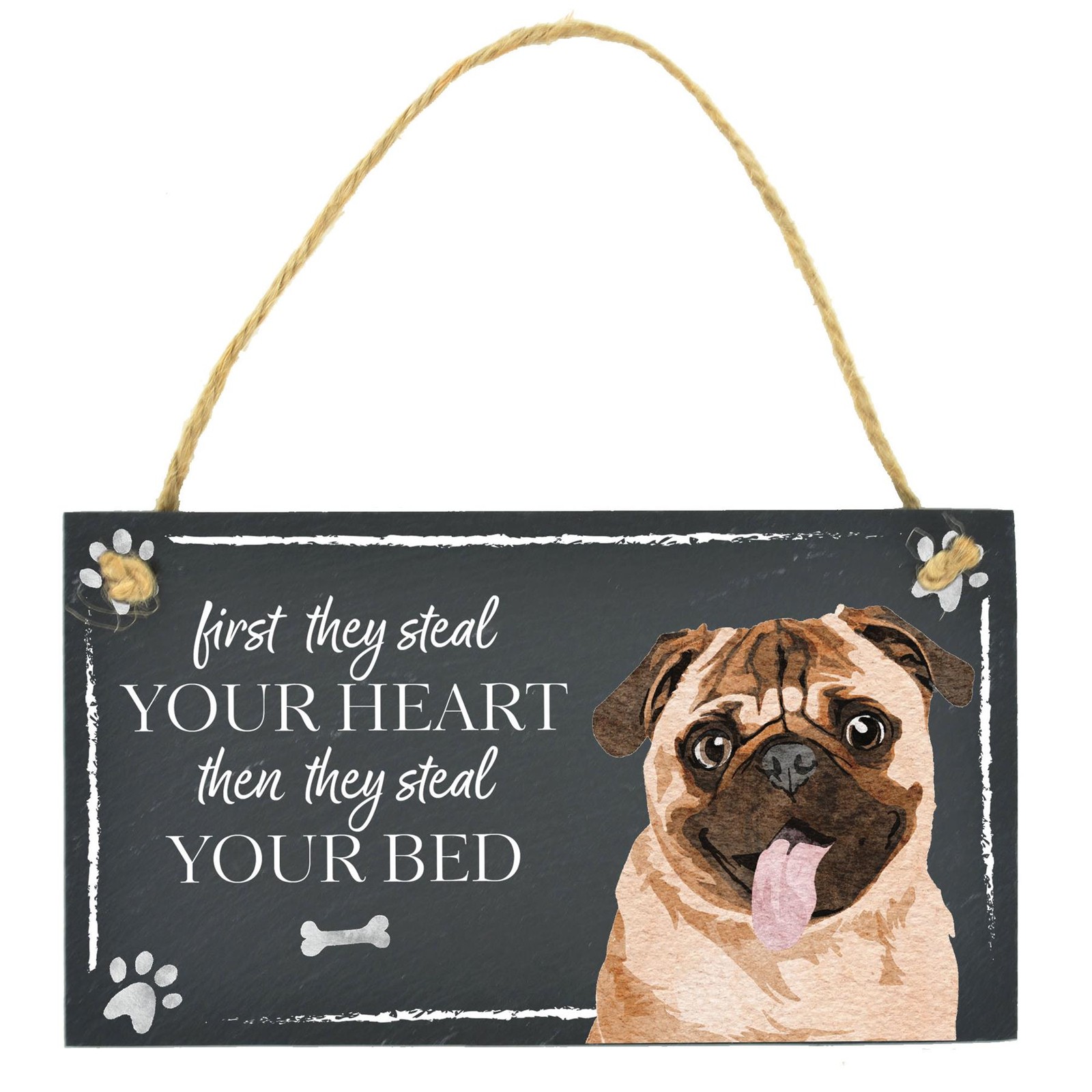 Pug Dog Decorative Gift Dog Lover Slate Rectangle Hanging Plaque