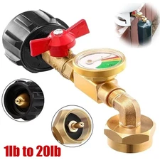 1Lb To 20Lb Tank Propane Refill Adapter Kit With Gauge And ON-Off Control Valve