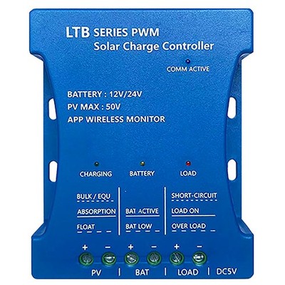 PWMs 20A 12V/24V Solar Controller Bluetooth Regulator Max PV 50V Input USB 5V/2A