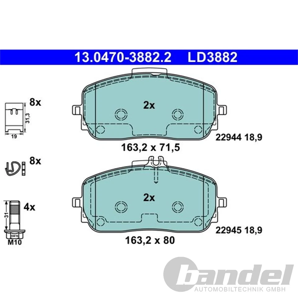 ATE Dischi Freno + Ceramica Pastiglie Anteriori Adatto per Mercedes Gla Glb X247 - Immagine 3 di 4