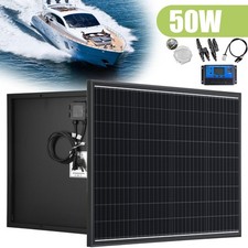 50W Solar Panel Mono-Crystalline PV Photo-voltaic Boat Caravan Home Car RV UK