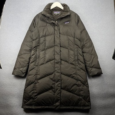 PATAGONIA Down With It Parka Puffer Jacket Coat Womens M Black NO HOOD FLAWS