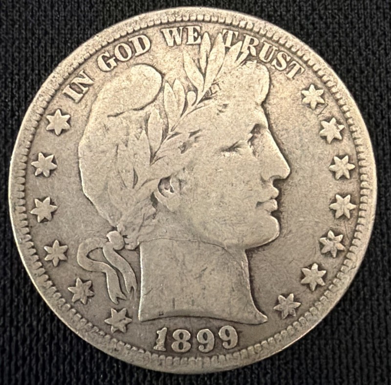 1899 United States Barber Half Dollar Silver Coin 50C Fine+ Conditions