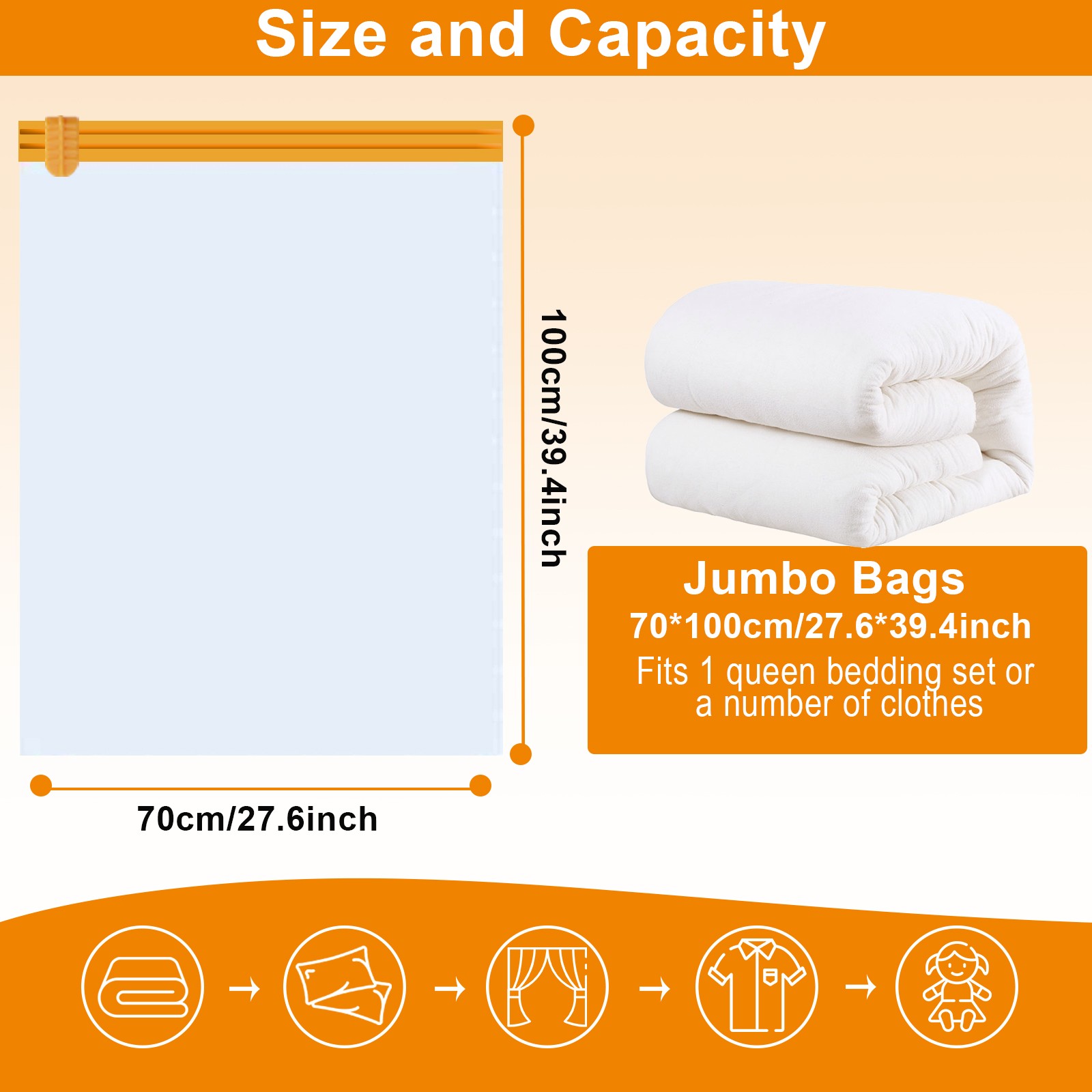 Strong Vacuum Storage Bags AGPTEK Bedding Clothes Space Saver 10 Pack Size XL