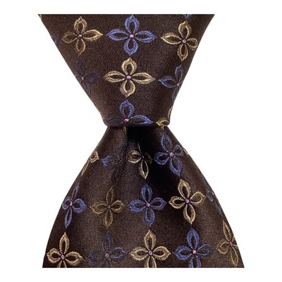ROBERT TALBOTT Best of Class Mens Silk Necktie Designer Geometric Brown/Blue EUC