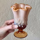 Fenton Cameo Opalescent Lily of the Valley Swung Glass Handkerchief Vase - 5.75"