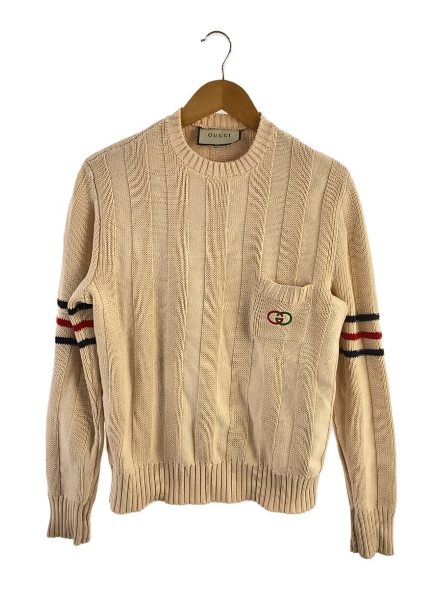 Pull tricot imbriqué GUCCI (épais) S coton BEG