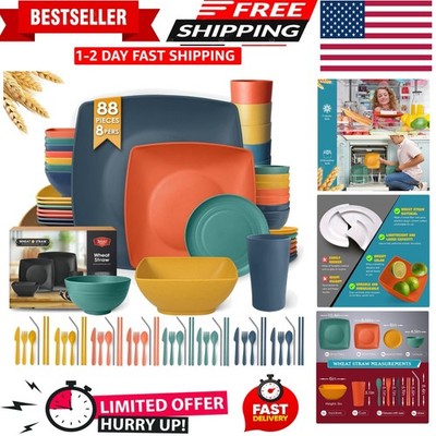 Durable 88-Piece Unbreakable Dinnerware Set - Perfect for Indoor & Outdoor Use