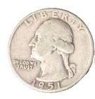 90% Silver Washington Quarter,  Average Circulated Random Date.