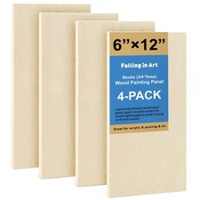 Falling in Art Unfinished Birch Wood Panels Kit for Painting, Wooden Canvas 4...