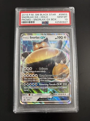 POP 206 Snorlax GX SM05 PSA 10 Black Star Promo Snorlax GX Box Pokemon