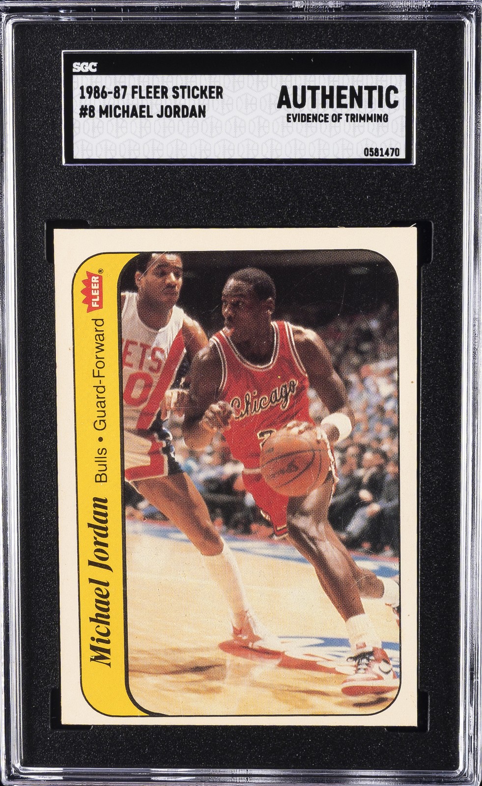 1986-87 FLEER STICKER #8 MICHAEL JORDAN SGC A