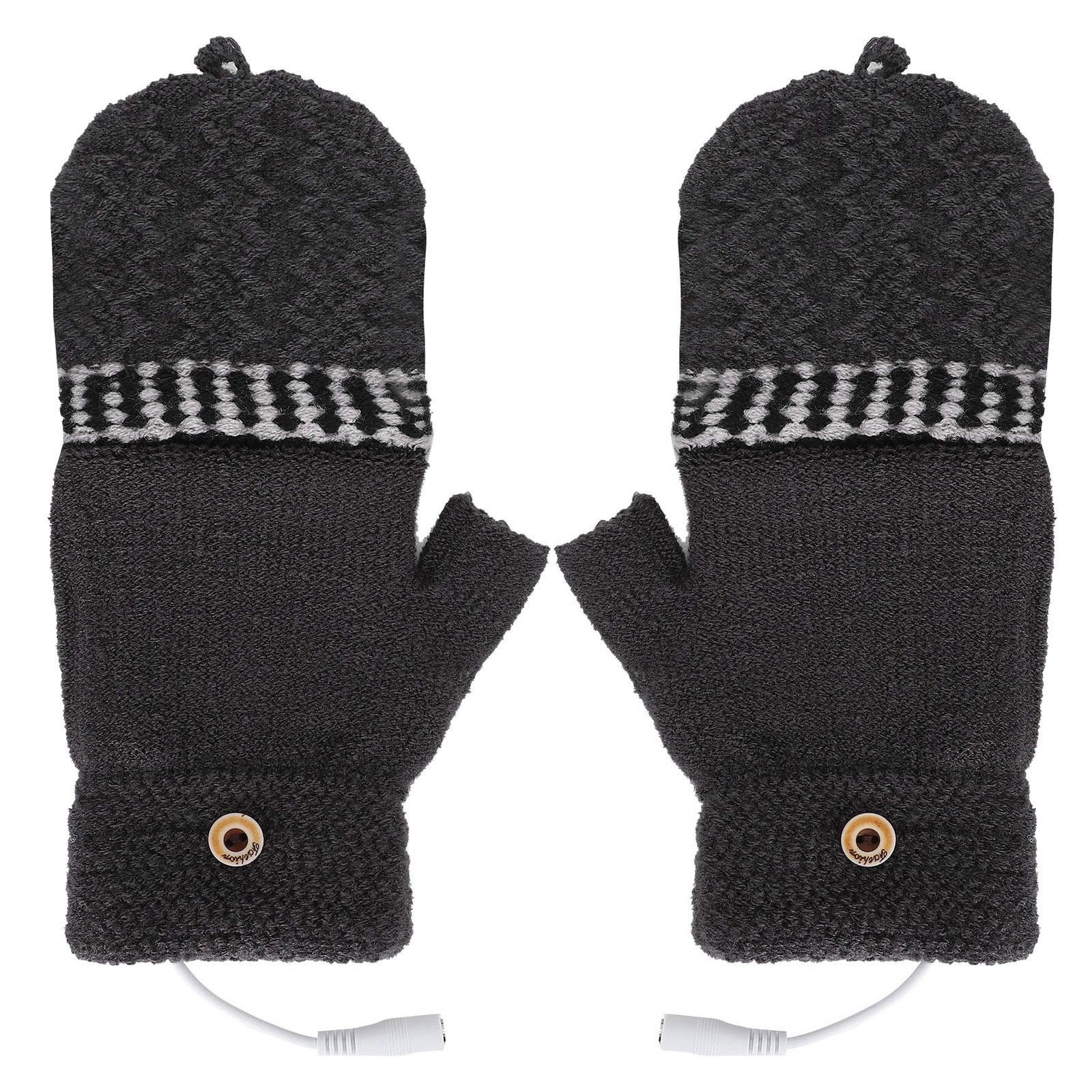 Rechargeable Heated USB Warm Laptop Glove Full Half Finger Mitten For Men