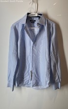 Nine West Mens Blue Diamond Print Long Sleeve Slim Fit Dress Shirt Size S W/ Tag