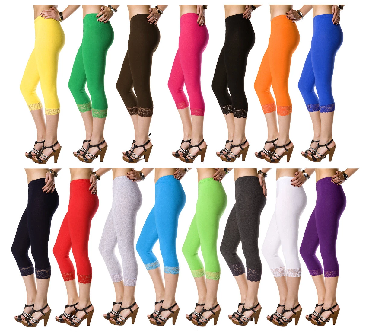 Cropped Leggings with Lace Cotton 3/4 Length Summer Colours & Sizes High Quality
Opens in a new wind