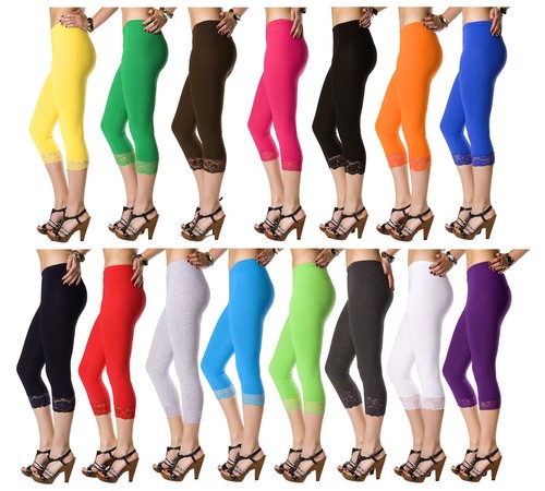Ritagliata Leggings con pizzo cotone 3/4 Lunghezza Estate Colori e Taglie  di alta qualità | eBay