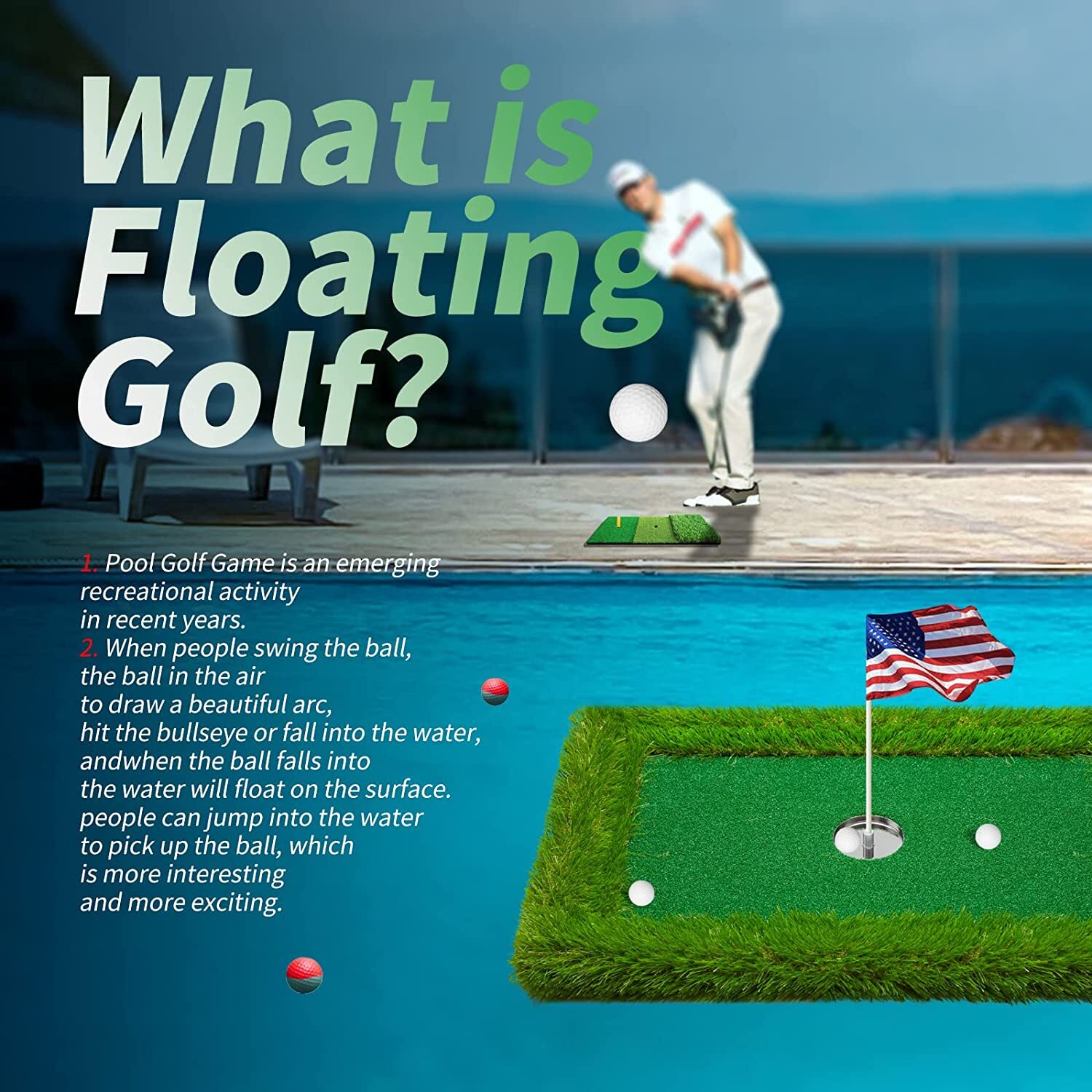 PLBBJH Floating Golf Green for Pool, Floating Chipping Green Classic