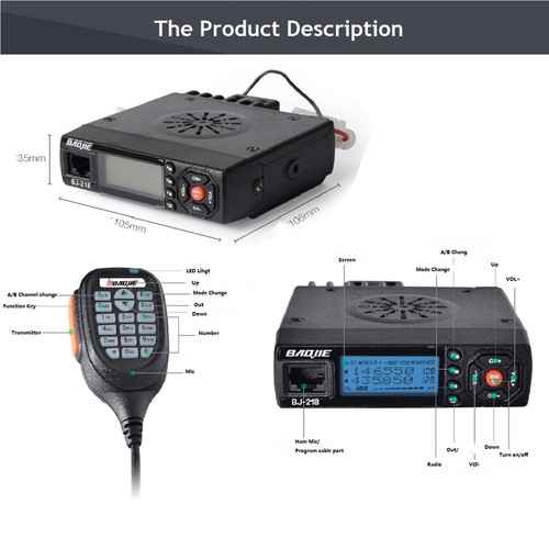 Baojie BJ-218 25W Mini radio mobilne VHF UHF MINI Pojazdy Samochód Nadajnik-odbiornik FM - Zdjęcie 10 z 11