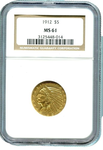 1912年 インディアンヘッド金貨 $2.5 MS 61 1912年 インディアンヘッド金貨 $2.5 MS 61