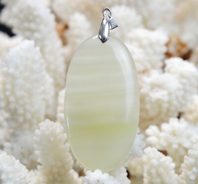 Pendentif En Argent Massif Avec Cabochon Onyx - Occasion