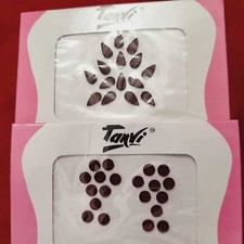 Maroon Black Outline Teardrop 7mm and Round 4mm diameter Bindi