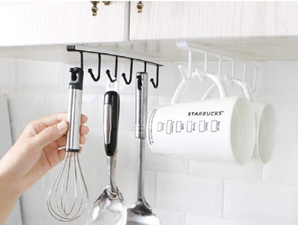 5-Pack Under Cabinet Mug Hooks - Strong Metal Cup Holders For Kitchen Storage & Organization - View #4