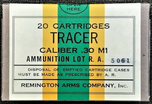 REMINGTON ARMS CO. CAL. .30 M1 TRACER WWII NEW REPLICA 20 ROUND