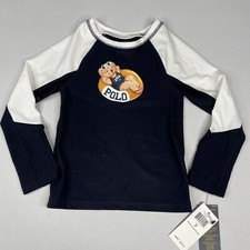 Polo Ralph Lauren Girls Size 4 Pool Bear Stretch Rash Guard Swim Top Long Sleeve
