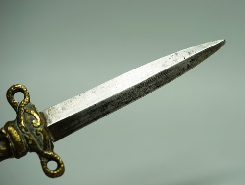 19c. French Romantic Dagger Knife Cast Bronze Woman Knight Sword Serpents Snakes - Picture 15 of 15